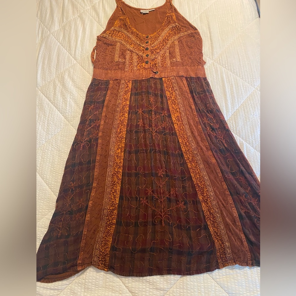 Bohemian Patchwork Sleeveless Dress - Picture 2 of 13
